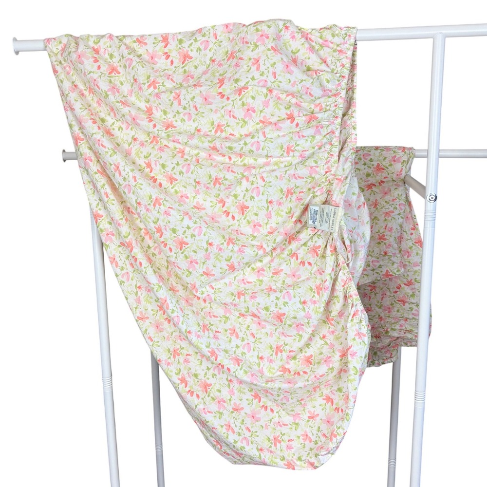 Laura Ashley Norella Twin XL Sheet Set Pink Floral Cotton Cottagecore Bedding - Picture 5 of 7